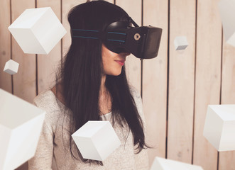 Woman in VR glasses