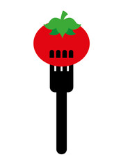 fork with tomato isolated icon design