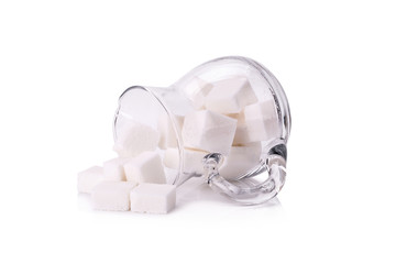 Sugar cubes in a glass jug