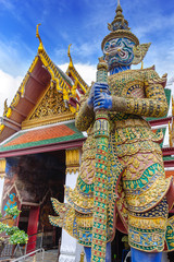 Demon Guardian at Wat Phra Kaew, Temple of the Emerald Buddha, Bangkok, Thailand.