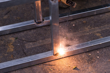 Arc welding of a steel at work site