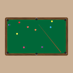 pool table with colorful balls on a light background