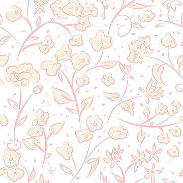 Tiny spring flowers doodle drawing pattern © EnginKorkmaz