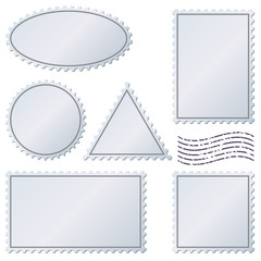 Blank postage stamps vector template.