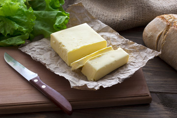 butter on white bread near Boards
