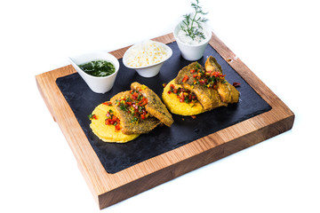 Grilled fish. Restaurant food concept.