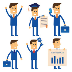 Businessman set isolated vector