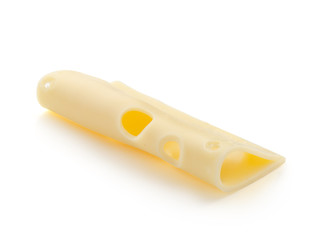slices of cheese on white background with clipping path