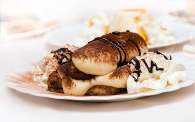 tiramisu cake in italian cafe