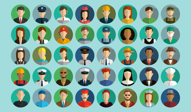 Professions Vector Flat Icons.