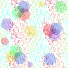 seamless pattern with butterflies and watercolor stains