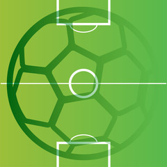 Football ball on green soccer field background. Soccer background for poster, card, web. Football Europe Championship 2016. Vector