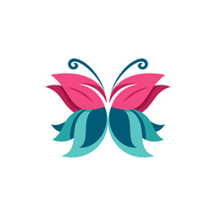 Simple Sweet Leaf Butterfly Symbol Illustration
