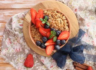 bowl of granola with berries 