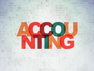 Currency concept: Accounting on Digital Data Paper background