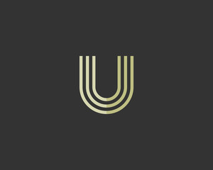 Line letter u logotype. Abstract moving airy logo icon design, ready symbol creative finger print vector sign.