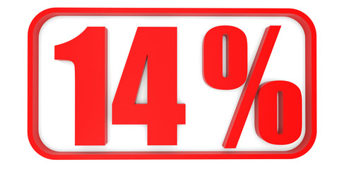 Discount 14 percent off. 3D illustration.
