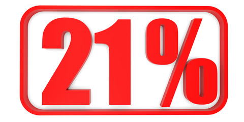 Discount 21 percent off. 3D illustration.
