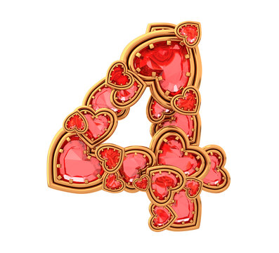 Ruby heart in gold font
