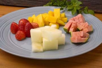 Assorted Fruits - Mango, Strawberry, Melon and Guava