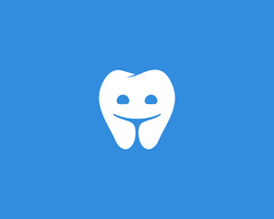 Dentist logo design template. Happy tooth creative symbol. Dental clinic modern sign mark icon.