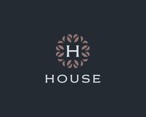 Premium monogram letter H initials logo. Universal symbol icon vector design. Luxury abc leaf logotype.