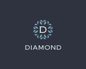 Premium monogram letter D initials logo. Universal symbol icon vector design. Luxury abc leaf logotype.