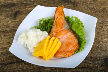 Roasted salmon steak