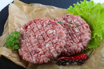 Raw burger cutlet