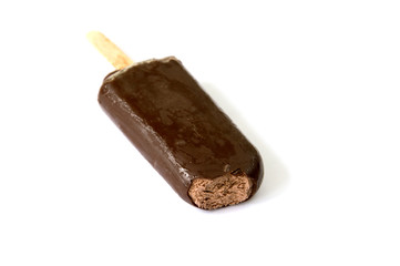 chocolate ice cream on a white background.