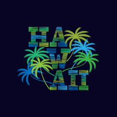 Hawaii typography poster. Concept in vintage style for print