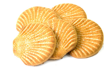 Shortbread biscuits on a white background