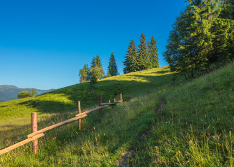 Majestic sunset in the mountains landscape. Carpathian mountins, Ukraine.