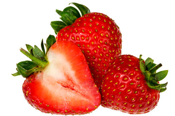 Group of fresh strawberries on white background