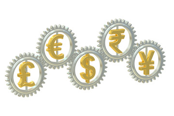 currencies concept, 3D rendering