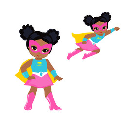Cute superhero girl vector clip art set.