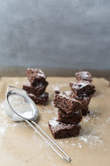 Brownies with sugar powder