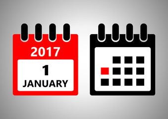 January 1. Vector flat daily calendar icon. Date and time, day, month. Holiday.