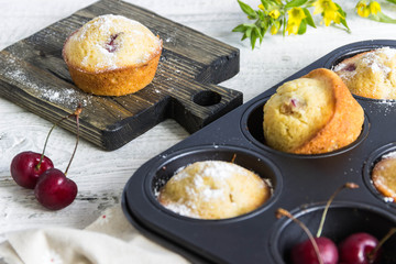 muffins with fresh cherries