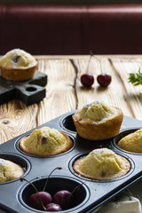 muffins with fresh cherries