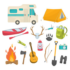 Camping Decorative Icons Set