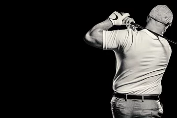 Papier Peint photo Lavable Golf Portrait de joueur de golf prenant un coup