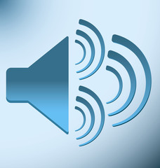 loud blue speaker with three vibration