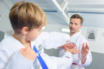 Obraz premium Little boy learning a martial art