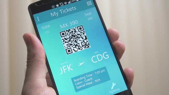 Booking a flight trough a smartphone app.