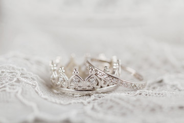 Fototapeta premium Silver crown wedding rings