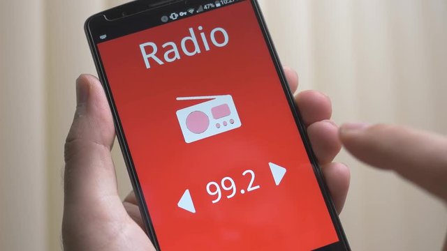 Radio app on a smartphone screen.