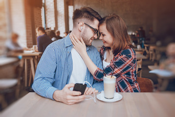 loving couple in a cafe