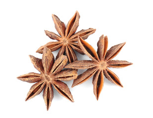 Star anise spice isolated on white