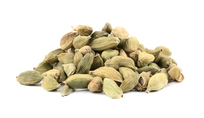 Cardamom seeds isolated on white